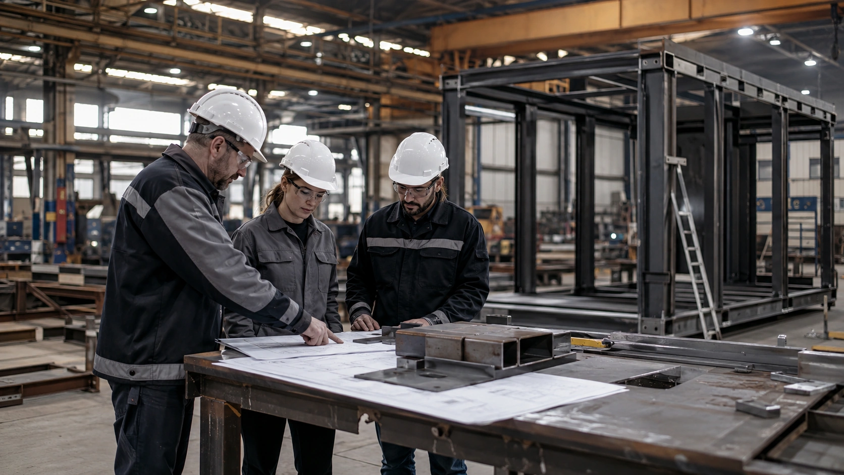 Echipa tehnică validează documentația unui proiect industrial